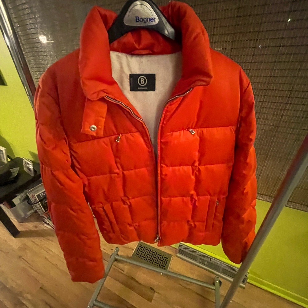 Bogner goose down red ski coat. Womens size 42/12